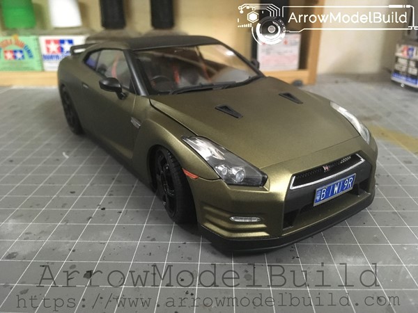 Picture of ArrowModelBuild Nissan GTR R35 Custom Color (Matte Moss Green) Built & Painted 1/24 Model Kit